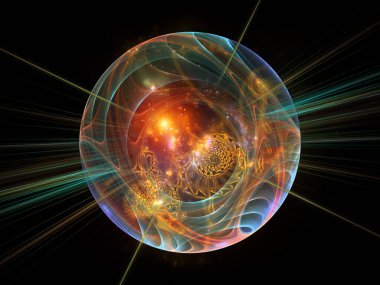 Sanal Parçacık Serisi. Eğitim, bilim ve modern teknoloji konularında fraktal küre ve soyut elementler.