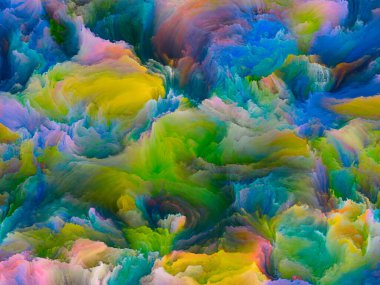 Organik tuval serisi. Yaşamdaki ve sanattaki yaratıcılık konusu için renkli ve detaylı dokuların bileşimi