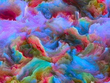 Organik tuval serisi. Hayattaki ve sanattaki yaratıcılıkla ilgili renkli ve detaylı dokuların etkileşimi