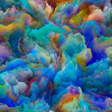 Organik tuval serisi. Yaşamda ve sanatta yaratıcılık konulu renkli ve detaylı dokuların sanatsal soyutlanması