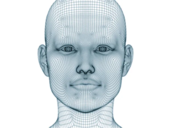 Рендеринг Человеческой Головы Лица Виде Проволочной Сетки Использования Иллюстрации Дизайне — стоковое фото