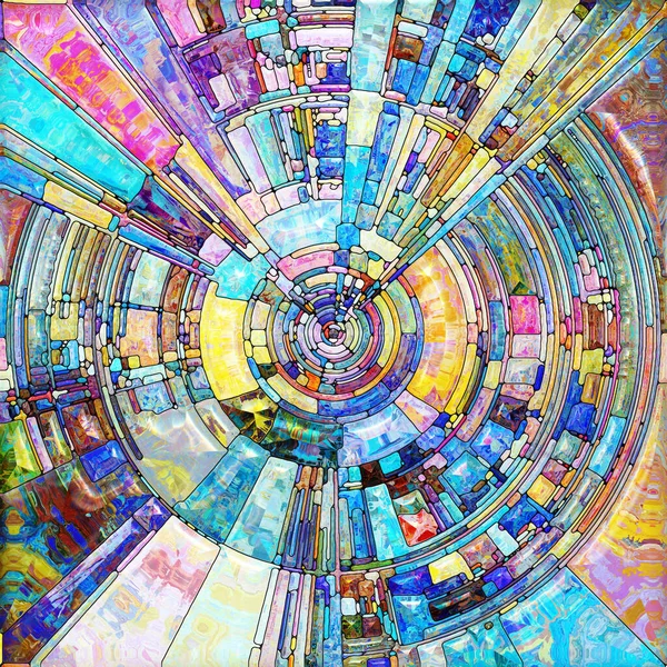 Дизайн Радиальных Стекол Организация Витражей Красочной Детализированной Излучающей Картины Тему — стоковое фото