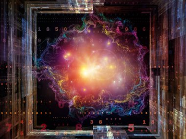 Sayıların, fraktal yapıların ve ışıkların dijital teknoloji ve iletişim konularındaki 3 boyutlu çizimi