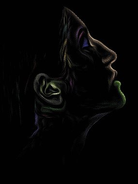 Kişilik Çalışmaları serisi. Sanat, şiir ve tiyatro projelerinde kullanılmak üzere Benekleme Tekniğiyle idam edilen genç bir kadının yüzü.