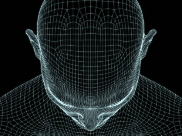 Human Head Close Render Wire Mesh Use Illustrations Technology Education — Stock Photo, Image