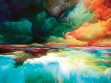 Cennetin manzarası. Color Dreams serisi. İç dünya, hayal gücü, şiir, sanat ve tasarım konuları için resim, doku ve grafiksel bulutlar