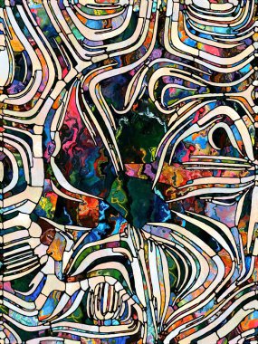 Spectral Texture. Unity of Stained Glass series. Abstract arrangement of pattern of color and texture fragments suitable for projects on unity of fragmentation, art, poetry and design