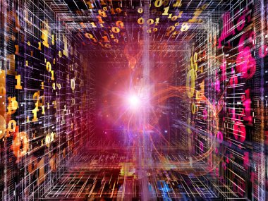 Matematik Işığı serisi. Matematik, teknoloji ve eğitim konularındaki rakamların, ışıkların ve soyut unsurların arkaplanı.