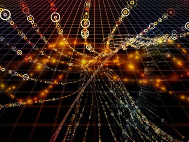 Uzay şebekelerinin 3 boyutlu yorumlanması, soyut elementler ve eğitim konularındaki ışıklar bilim ve modern teknolojiler