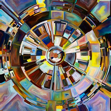 Dua Çemberi serisi. Disk, ışın ve yayılan renk ve organik dokunun dijital tablosu ruhani enerji ve yaşam gücünün kaynağını temsil eder..