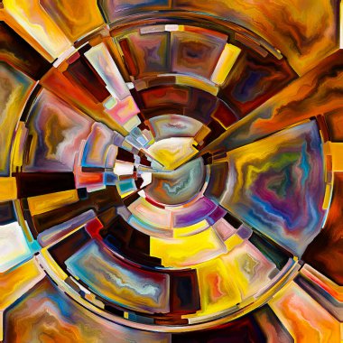 Dua Çemberi serisi. Disk, ışın ve yayılan renk ve organik dokunun dijital tablosu ruhani enerji ve yaşam gücünün kaynağını temsil eder..