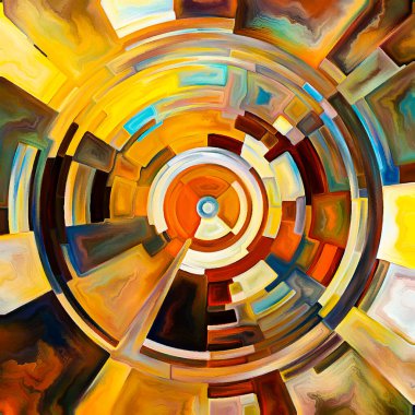 Dua Çemberi serisi. Diskin soyut tasarımı, ışınları ve yayılan renk ve organik dokunun yayılımı ruhani enerji ve yaşam gücünün kaynağını temsil ediyor..