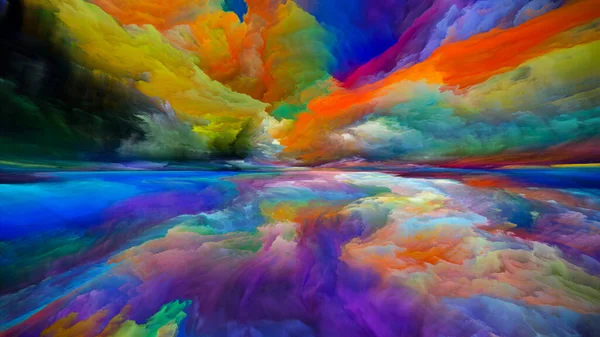 Rainbow Enlightenment. Escape to Reality series. Interplay of surreal sunset sunrise colors and textures related to landscape painting, imagination, creativity and art