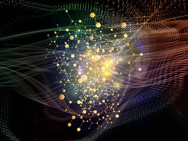 Rede Matéria Partículas Luzes Composição Elementos Abstratos Sobre Ciência Educação — Fotografia de Stock