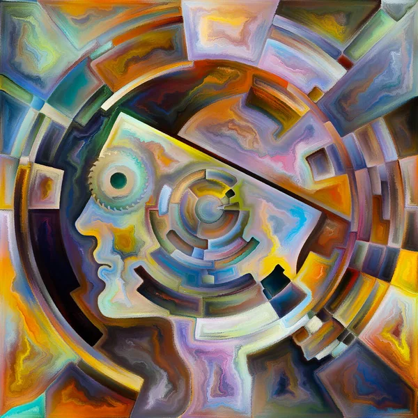 Внутренняя Цветовая Серия Концепция Sharp Mind Иллюстрация Цветами Профилем Человека — стоковое фото