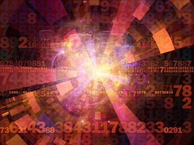 Dijital Bağlantı serisi. Matematik, teknoloji ve eğitim için gerekli sayılar, ışıklar ve ağ düğümlerinden oluşan soyut tasarım.