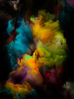 Sanat, yaratıcılık ve tasarım konularında siyah arkaplanda izole edilmiş renk bulutları.