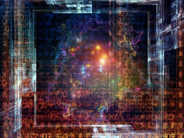 Ilustracja Liczb Struktur Fraktalnych Składu Światła Temat Technologii Cyfrowej Komunikacji — Zdjęcie stockowe
