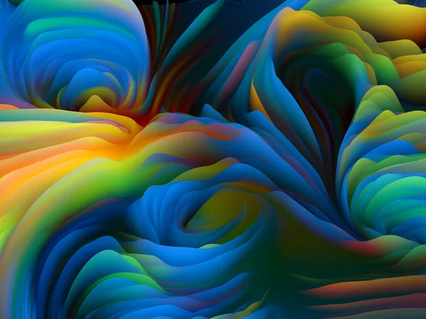 扭曲的几何 维波系列 设计由旋转的彩色纹理组成 3D渲染随机湍流作为艺术 创造力和设计的隐喻 — 图库照片