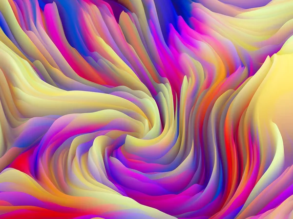 随机几何 维波系列 旋转彩色纹理的组成 与艺术 创意和设计相关的随机湍流的三维渲染 — 图库照片