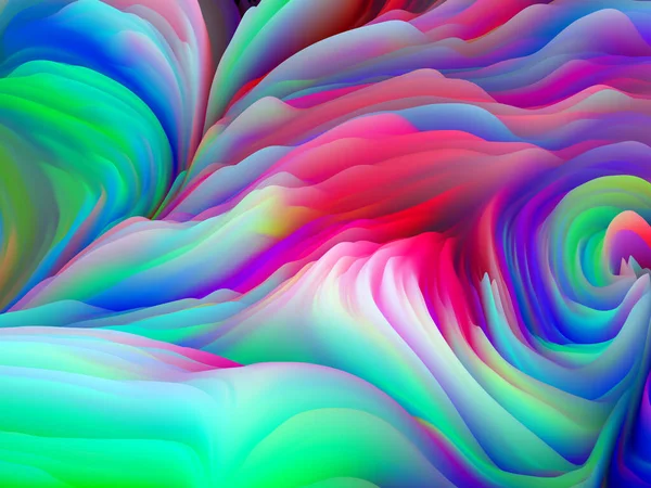 随机几何 维波系列 旋转彩色纹理的组成 与艺术 创意和设计相关的随机湍流的三维渲染 — 图库照片