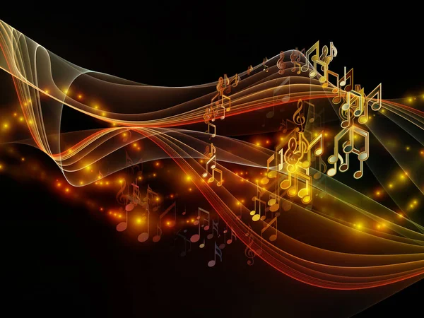 Sanal Melodi Serisi Müzik Notaları Fraktal Unsurlar Eğlence Eğitim Konularında — Stok fotoğraf