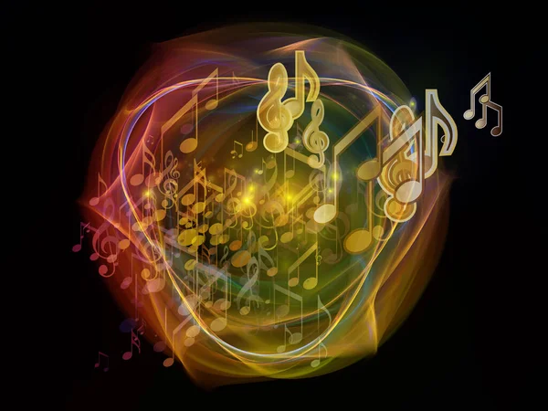 Virtual Melody Serie Muzieknoten Fractale Elementen Lichtachtergrondinformatie Entertainment Onderwijs — Stockfoto