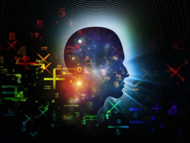 İnsan siluetinin etkileşimi ve matematik ve eğitim konularındaki rakamlar