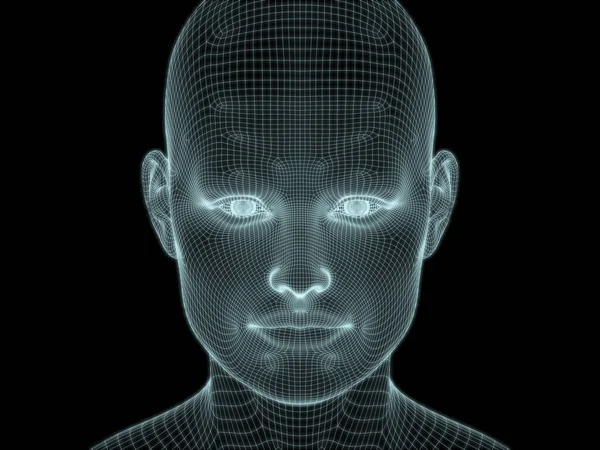 Human Face Close Render Wire Mesh Use Illustrations Technology Education — Stock Photo, Image