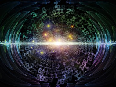 Dijital Radyasyon serisi. Bilim ve teknoloji konusunda sayıların ve fraktal elementlerin etkileşimi