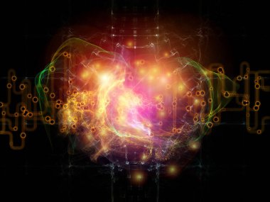 Modern teknoloji ve telekomünikasyon konularındaki ışık, ızgara ve ağ elementlerinin arkaplanı.