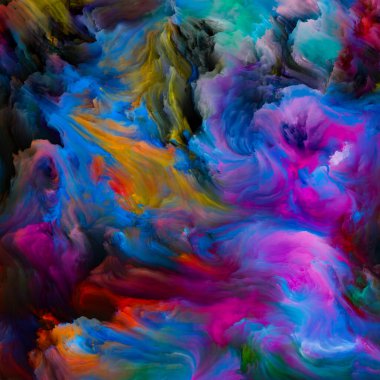 Renkli girdap serisi. Yaşam, yaratıcılık ve sanat üzerine tasarımları tamamlamak için tuvalin üzerindeki sıvı boyanın renkli bir arkaplanı