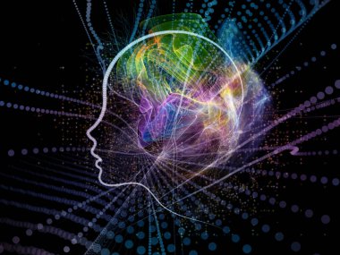 Childs, eğitim, akıl ve modern teknoloji konularında siluet, ışık ve geometrik çarpıtmalarla karşı karşıya.