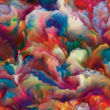 Organik tuval serisi. Yaşamda ve sanatta yaratıcılık teması üzerine renkli ve detaylı dokuların bileşimi