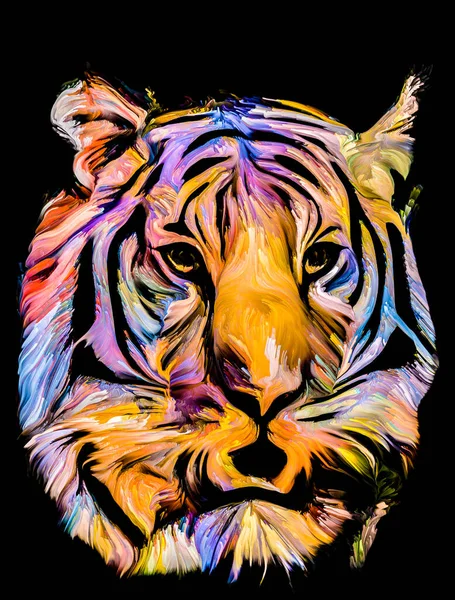 Serie Animal Paint Ritratto Tigre Vernice Colorata Tema Immaginazione Creatività — Foto Stock