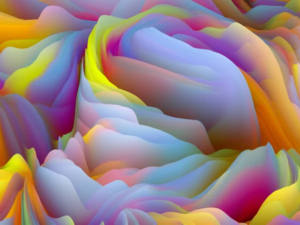 ツイスト サーフェス 次元波シリーズ 渦巻く色のテクスチャの創造的な配置 創造性とデザインの対象のためのランダム乱流の3Dレンダリング — ストック写真