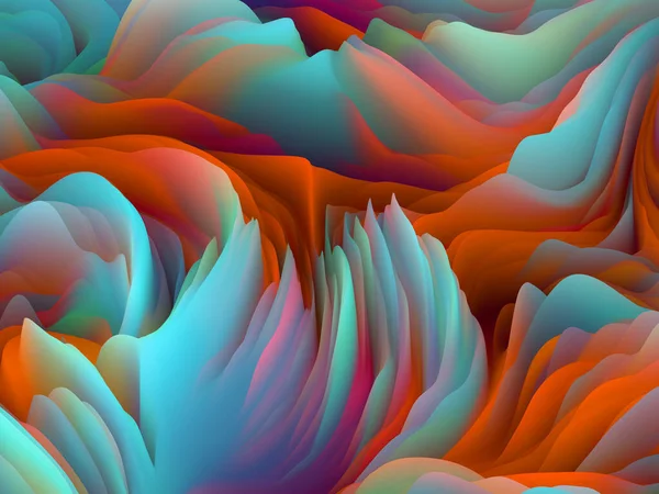 ツイスト ティント 次元波シリーズ 渦巻く色のテクスチャの視覚的に楽しい構成 アート 創造性 デザインに関する作品のためのランダム乱流の3Dレンダリング — ストック写真