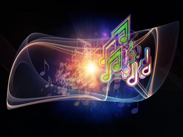 Virtual Melody Series Music Notes Fractal Elements Lights Background Subject — Stock Photo, Image