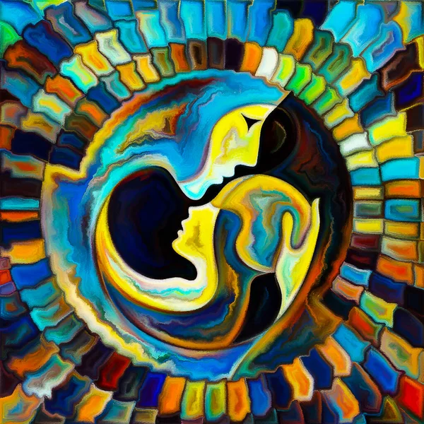 Mother Child Circle Series Colorful Abstraction Subject Childhood Parenthood — Stock Photo, Image