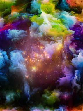 Color Lives serisi. Yaşam, yaratıcılık ve sanatla ilgili fraktal boyanın fraktal hareketlerinin etkileşimi
