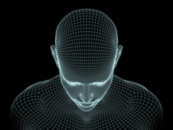 Αποτύπωση Ανθρώπινου Κεφαλιού Συρματόπλεγμα Για Χρήση Εικονογραφήσεις Τεχνολογίας Εκπαίδευσης Και — Φωτογραφία Αρχείου