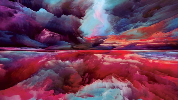 Paesaggio Immaginario Serie Color Dreams Composizione Fondo Vernice Texture Nuvole — Foto Stock