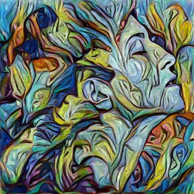 Işık serisine doğru. İç dünya, yaratıcılık ve sanat üzerine soyut resim tarzında yapılmış kadın portresi.