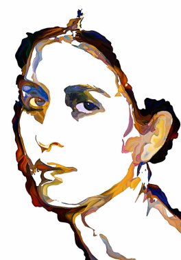 Shade serisinin renkleri. Bireysellik, sanat ve tasarım konularında soyut acı öğelerinden yapılmış kadın portresi.