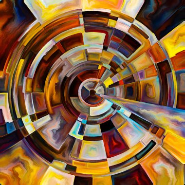 Dua Çemberi serisi. Diskin soyut tasarımı, ışınları ve yayılan renk ve organik dokunun yayılımı ruhani enerji ve yaşam gücünün kaynağını temsil ediyor..