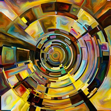 Dua Çemberi serisi. Disk, ışın ve yayılan renk ve organik dokudan oluşan kemerler, ruhsal enerji ve yaşam gücünün kaynağını temsil eder..
