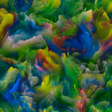 Organik tuval serisi. Hayattaki ve sanattaki yaratıcılık teması üzerine renkli ve detaylı dokulardan oluşan soyut bir arkaplan