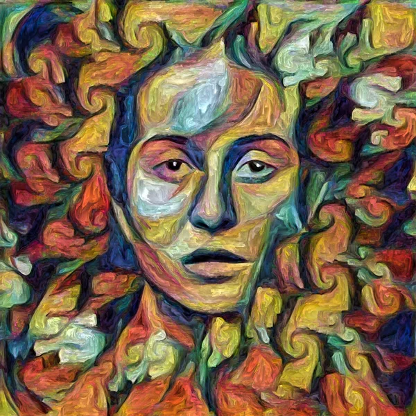 Retrato Femenino Realizado Estilo Pintura Abstracta Sobre Tema Del Mundo — Foto de Stock