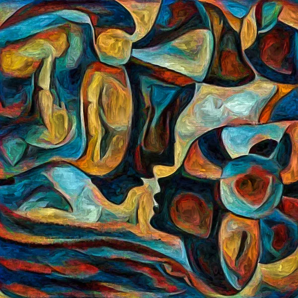 Estamos Todos Juntos Esto Siluetas Humanas Representadas Estilo Pintura Abstracta — Foto de Stock