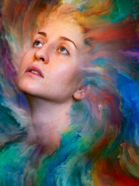 Dış serinin içinde. Duygular, duygular, iç dünya, yaratıcılık ve hayal gücü üzerine kadın portresinin bileşimi.